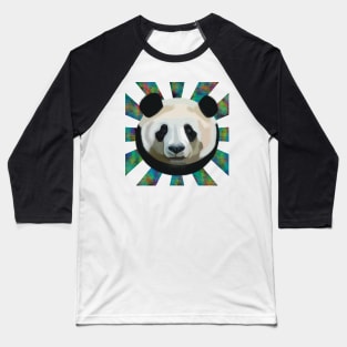 Striking Panda bear on Neon Atomic patterned sun rays Baseball T-Shirt